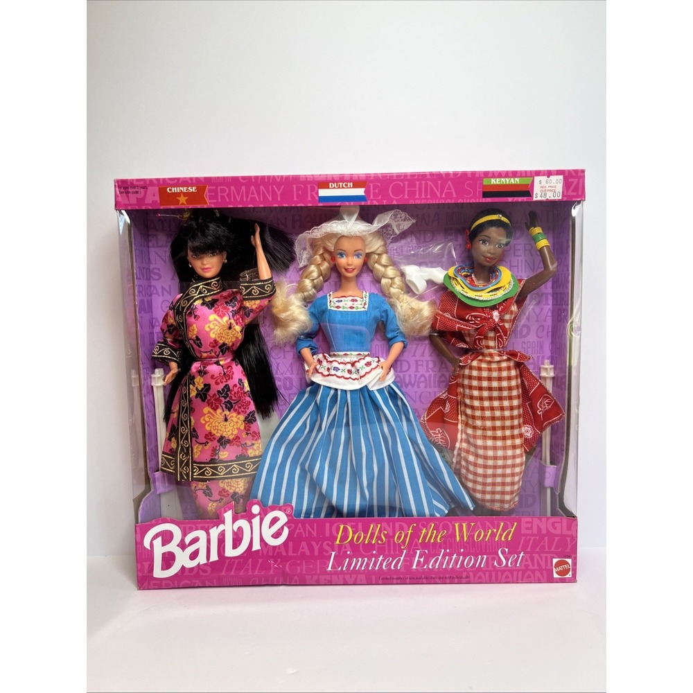 1994 Barbie Dolls of the World Chinese Dutch Kenyan 3 Doll Set #12043 NRFB